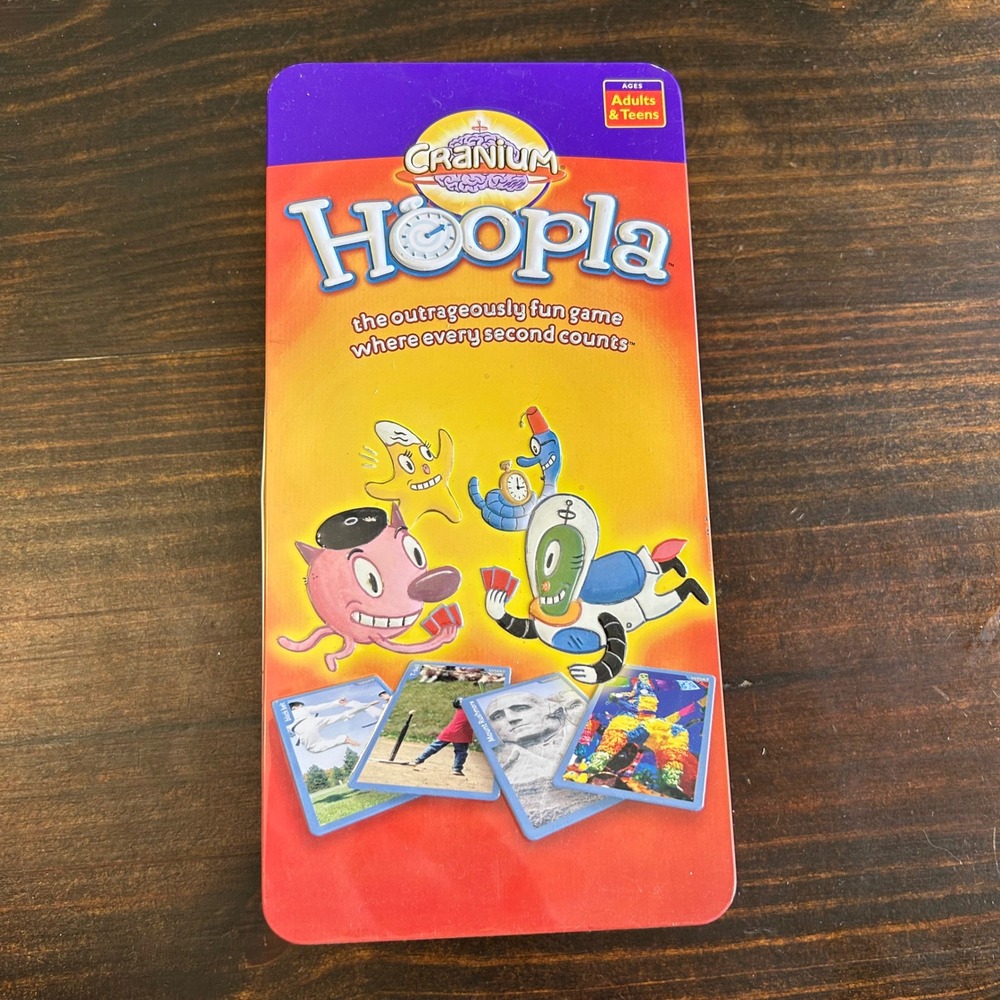 Cranium Hoopla Card Game Collectible Tin Adults Teens 2+ Players 2002 Complete